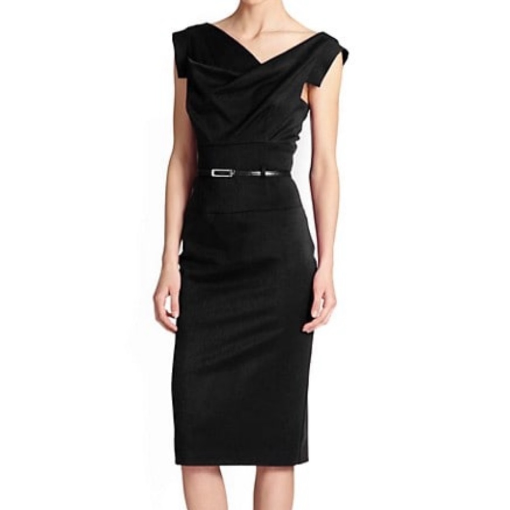 Black Halo
Belted Sheath Dress